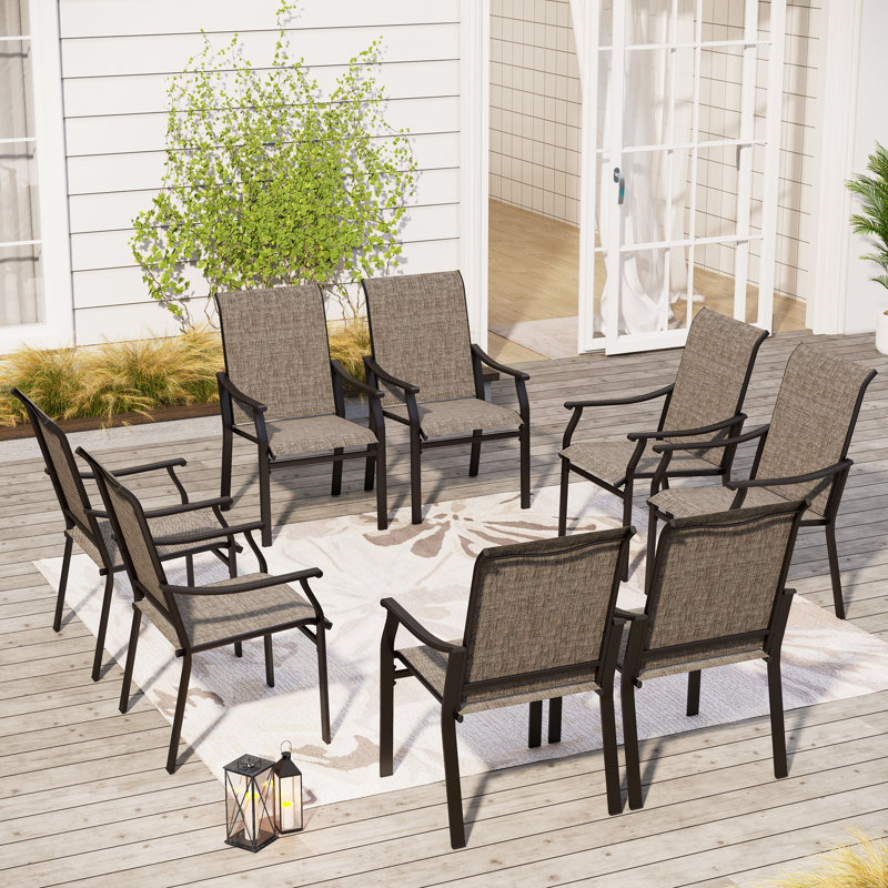 Powder-Coated Patio Dining Chairs  With Sling Back(Set Of 8)