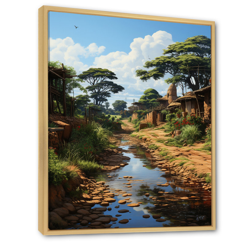 Balarama sérénité silencieuse africaine, H 40 po x l 30 po x P 1,5 po, Cadre naturel flottant