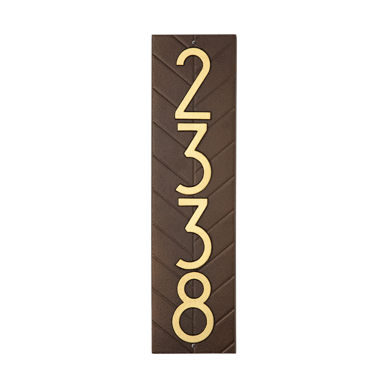 Mid-century Modern Herringbone Vertical Wall Plaque, Aged Bronze/Gold, Yes