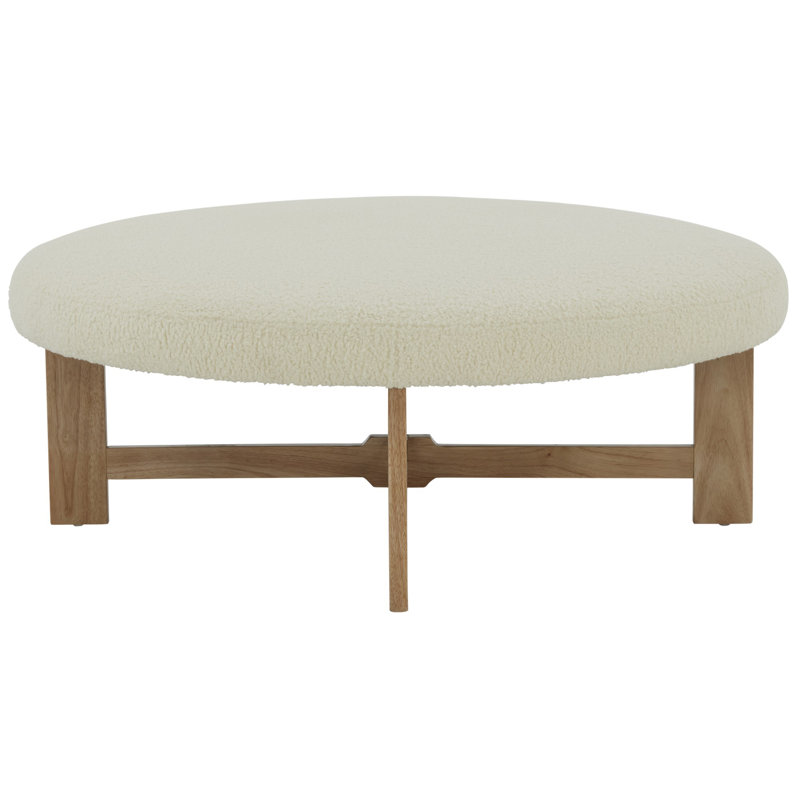 Vinny Round Ottoman, Cream Boucle