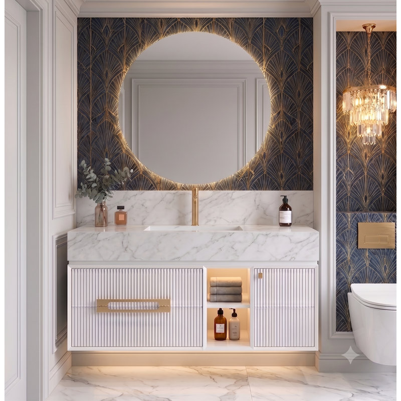 Sienna- White Wall Mounted Bathroom Vanity 36"