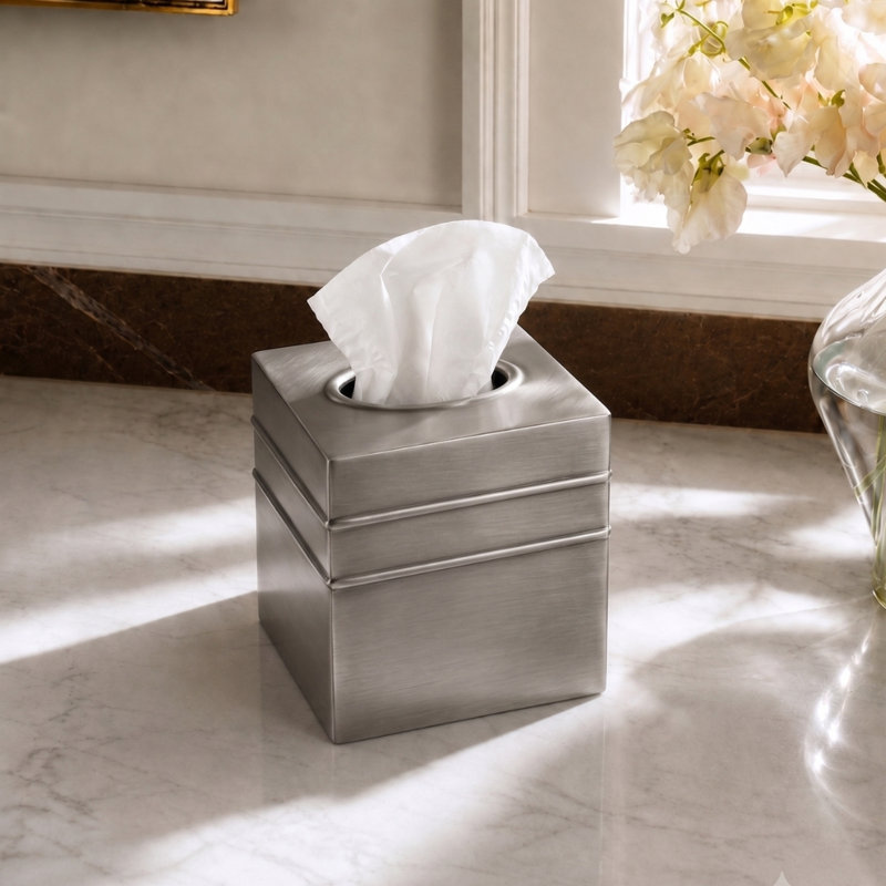 Couvercle de boîte à mouchoirs Border, Pewter