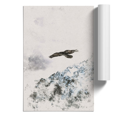 Eagle Flying High Watercolour - Frameless Print