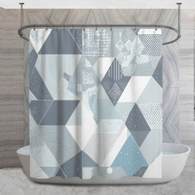 Geometric Patterns Shower Curtain -  Abstract Bathroom Decor Scandinavian