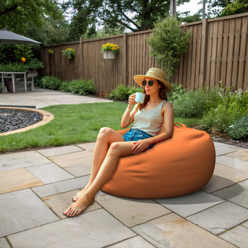Sunbrella Bean Bag Lounger Cover (Bag Only,Medium), 20" H x 20" W x 31" D, Canvas Tangerine