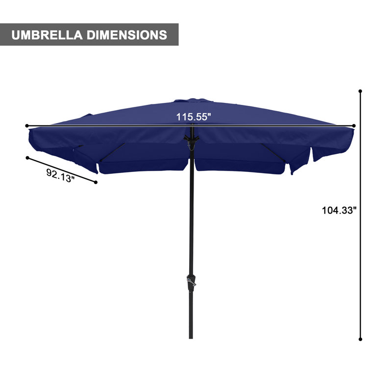 Parasol de marché rectangulaire avec auvent à jupe 10 'x 8' Havelka, Bleu marine