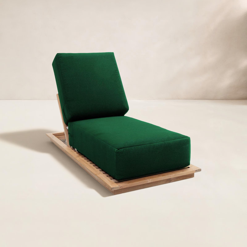 Hermosa Outdoor Teak Chaise Lounge, Forest Green
