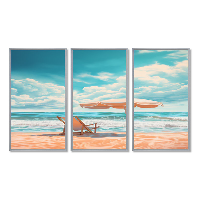 Rhoden - Beach Wall Art Set, Silver Floater Framed, 40" H x 60" W x 1" D