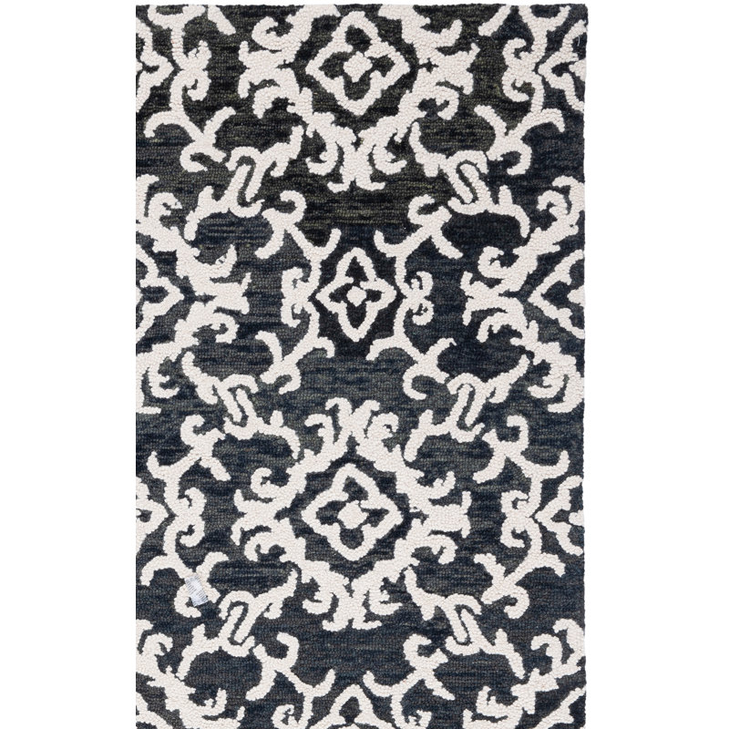 Farnham Blossom 104 Area Rug In Black / Ivory, Rectangle 9' x 12'