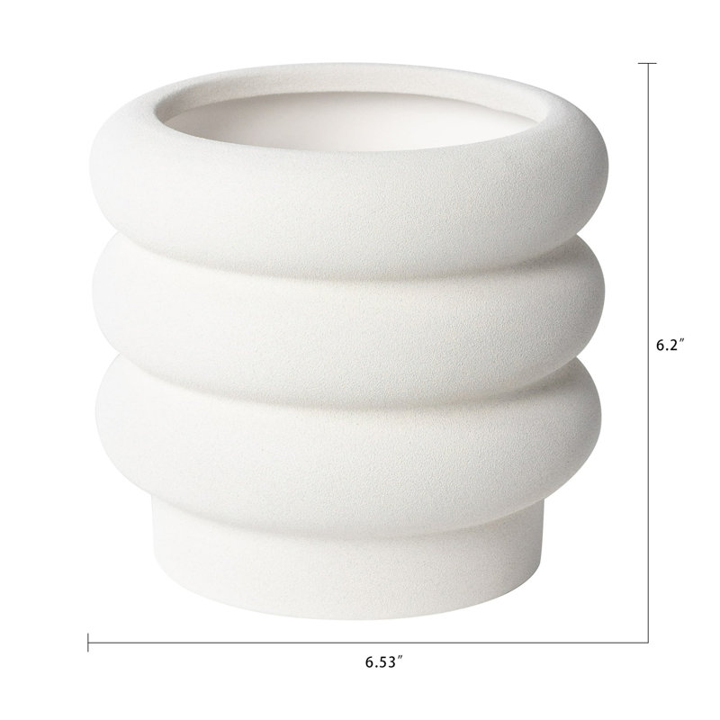 Pottery 6" Chinooke Bubble Ceramic Planter, White