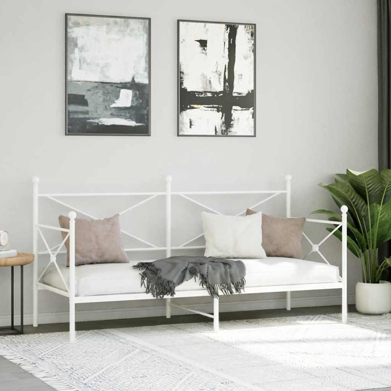 Day Bed Without Mattress Steel, White, 96 x 208cm, None