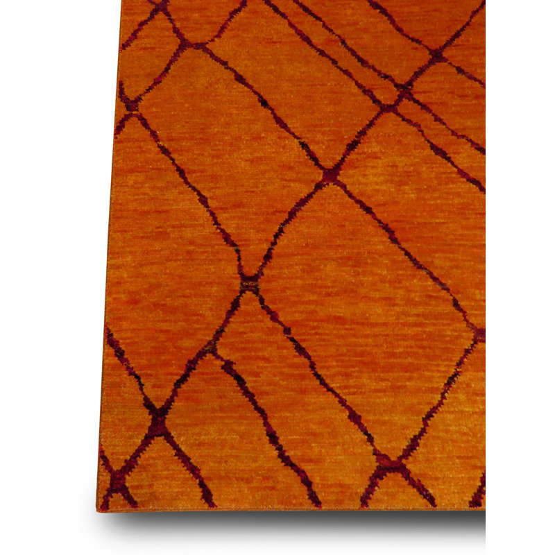 Seville Hand Knotted Area Rug in Orange, Rectangle 4' x 6'
