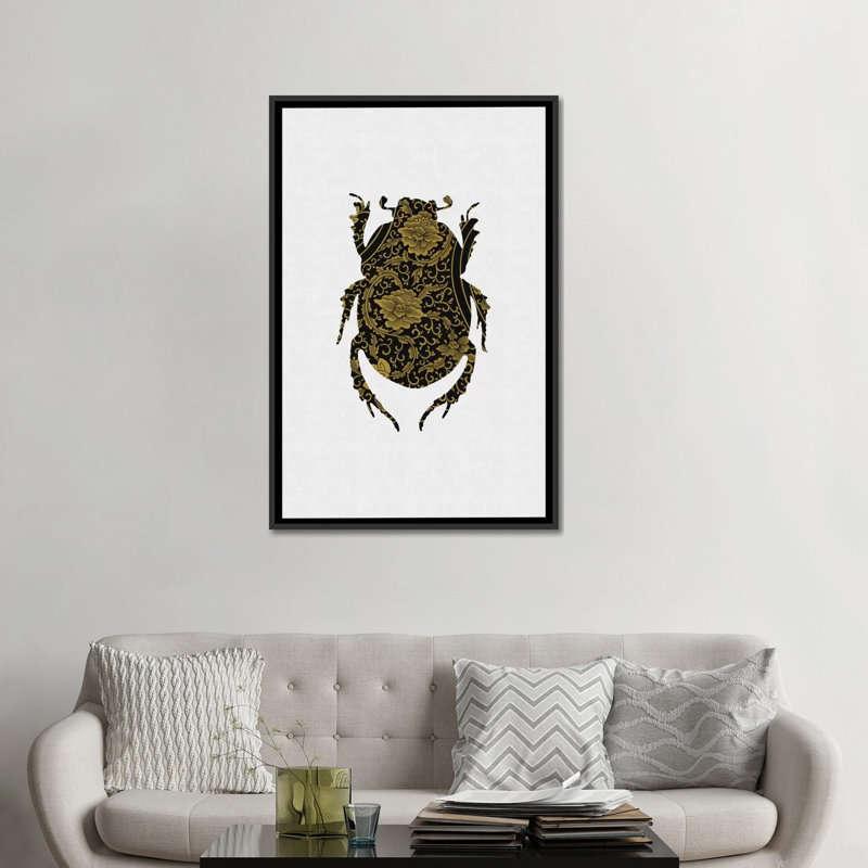 «Beetle I», impression sur toile, Toile encadrée noire, Pas de tapis, H 48 po x l 32 po x P 1,5 po