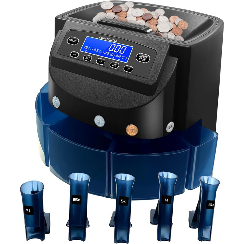 Compteur et trieur de pièces de monnaie professionnel USD, emballeur de pièces de monnaie maximum 500 pièces