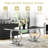 70" Glass Dining Table Set Of 5, Double U-Shaped Polished Stainless Steel Base, 10Mm Thick Tempered Glass Top And Velvet Upholstered Nailhead Chairs-413570988-413304889