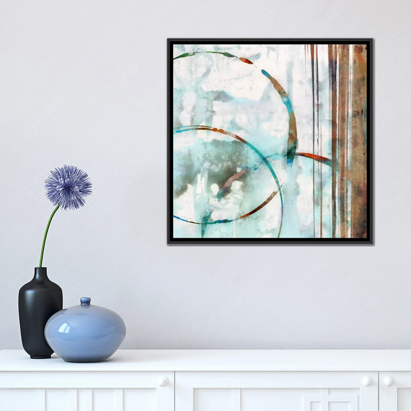 «Seafoam I», impression sur toile, H 18 po x l 18 po x P 1,5 po, Toile avec cadre noir, Pas de tapis