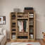 Armoire-penderie à grande capacité avec tringle, tablettes réglables et portes décoratives en rotin-196863882