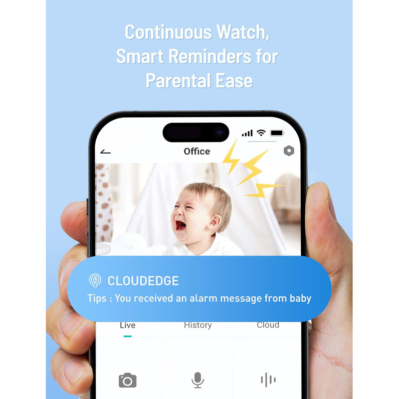 VAVA Baby Nursery Guardian Pro: Paris Rhône 2K WiFi Security Camera with Real-Time HD Monitoring, Cry/Auto Tracking & Night Light, App Alert for Baby/Pet/Home