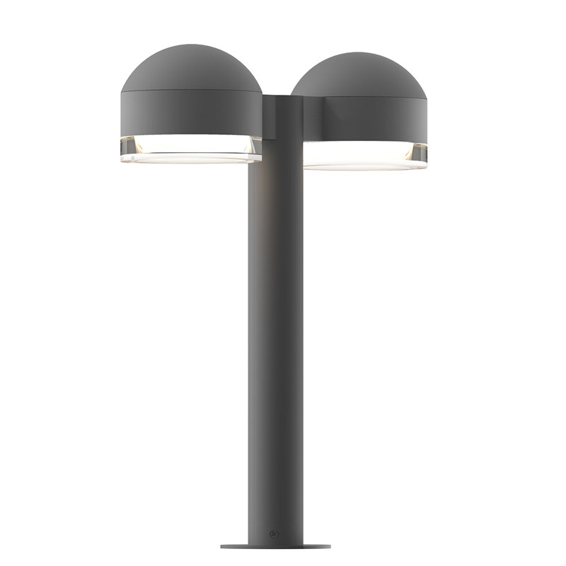Reals LED Bollard Light, 23.75" H x 5" W x 13.5" D, Clear White, Textured Gray