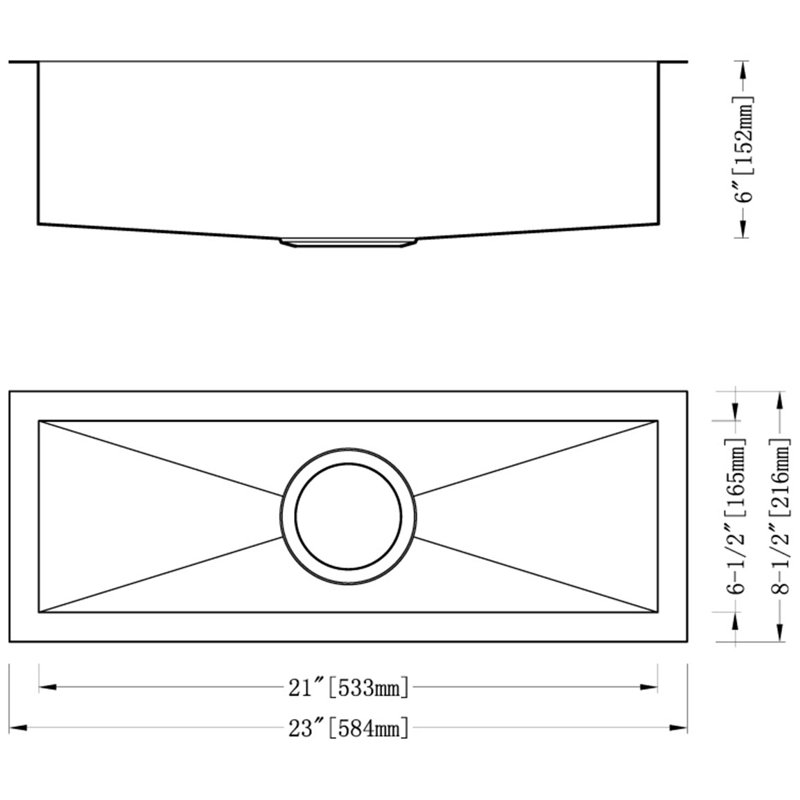 23'' L Single Bowl Stainless Steel Kitchen Sink