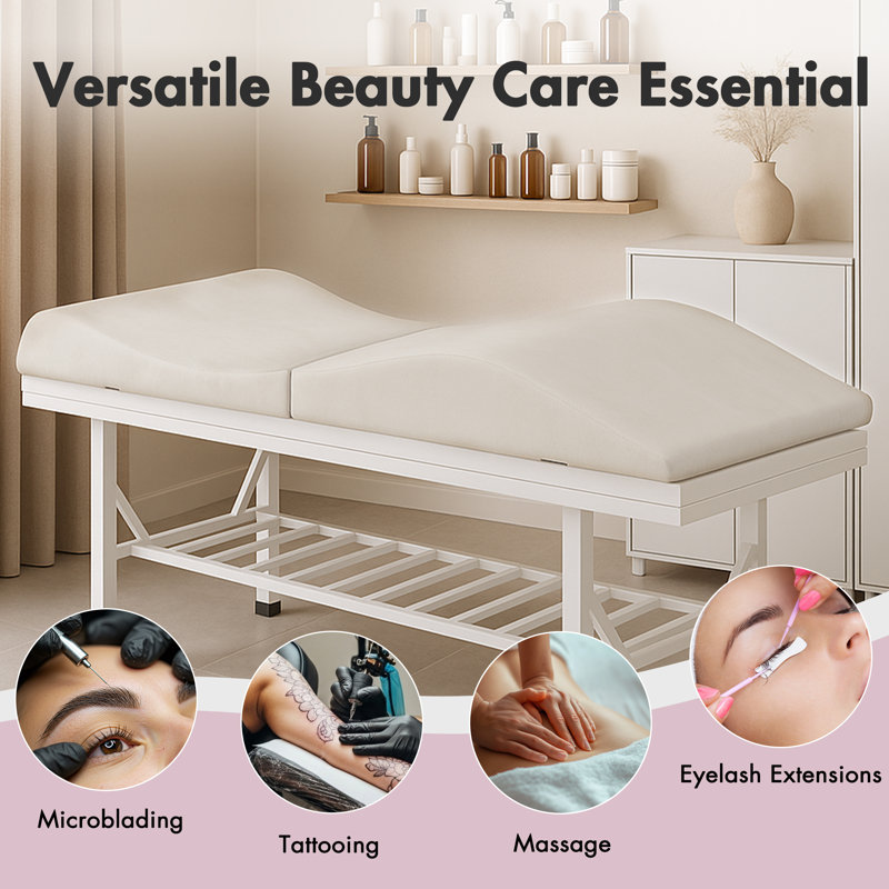 Ergonomic Lash Bed Topper Pad, Foldable Curvy Massage Foam Cushion for Salon, Beige
