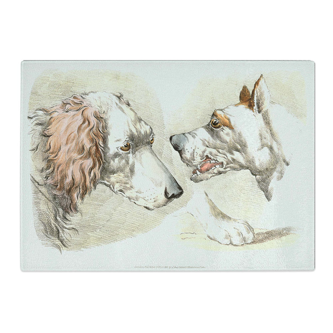 Tempered Glass Illustration of Two Dogs by Henry Alken Chopping Board