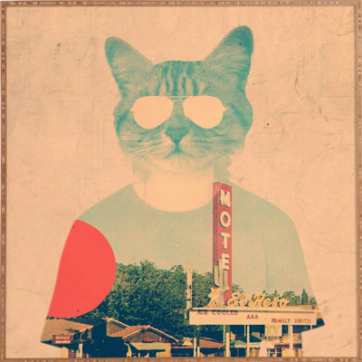 «Cool Cat» par Ali Gulec, reproduction d'art graphique sur toile tendue
