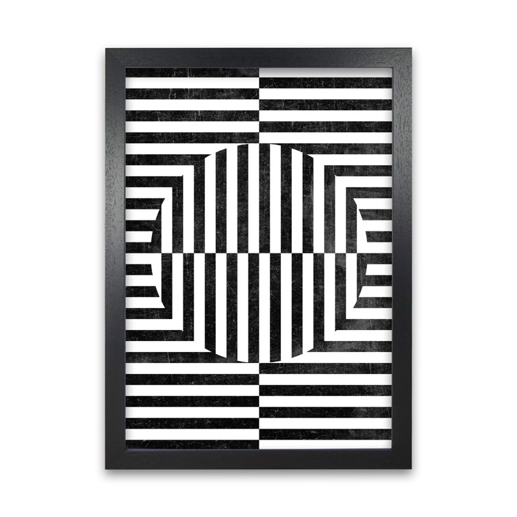 BW Geometric Abstract With Grunge - Print