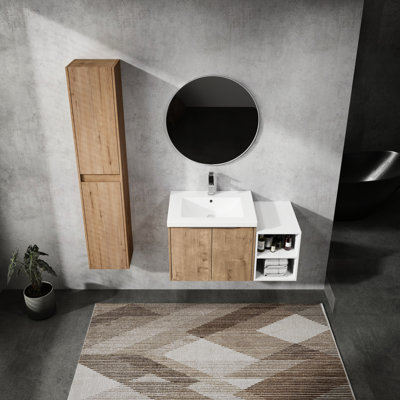 Armoire de salle de bain avec lavabo et rangement latéral