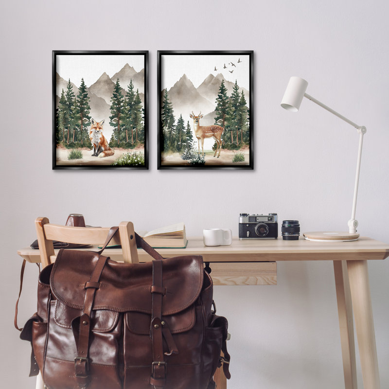 «In the Woods Animals», ensemble de 2 toiles flottantes, design par Christine Simpson Art, H 21 po x l 17 po