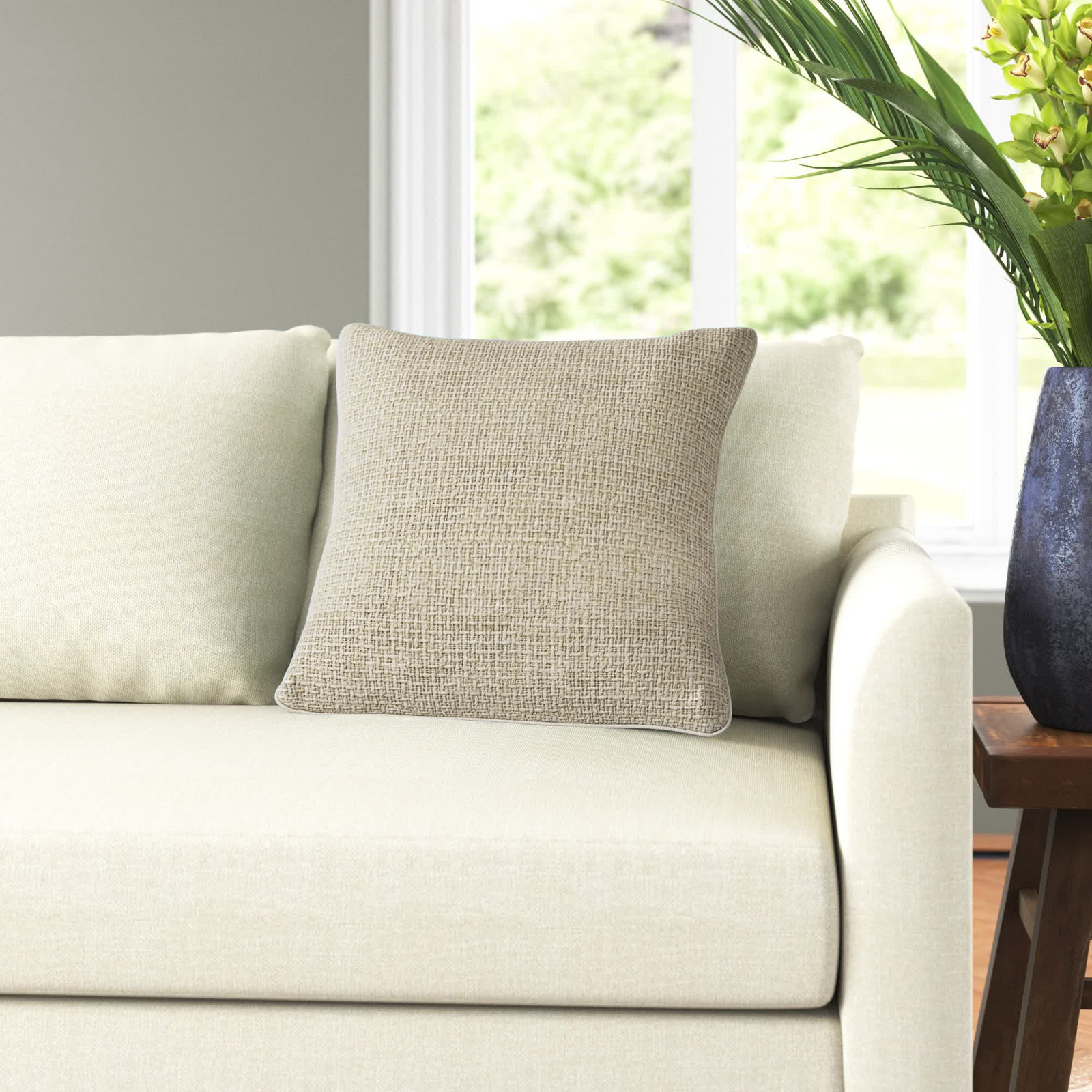 Dorsey Linen Throw Pillow, Natural