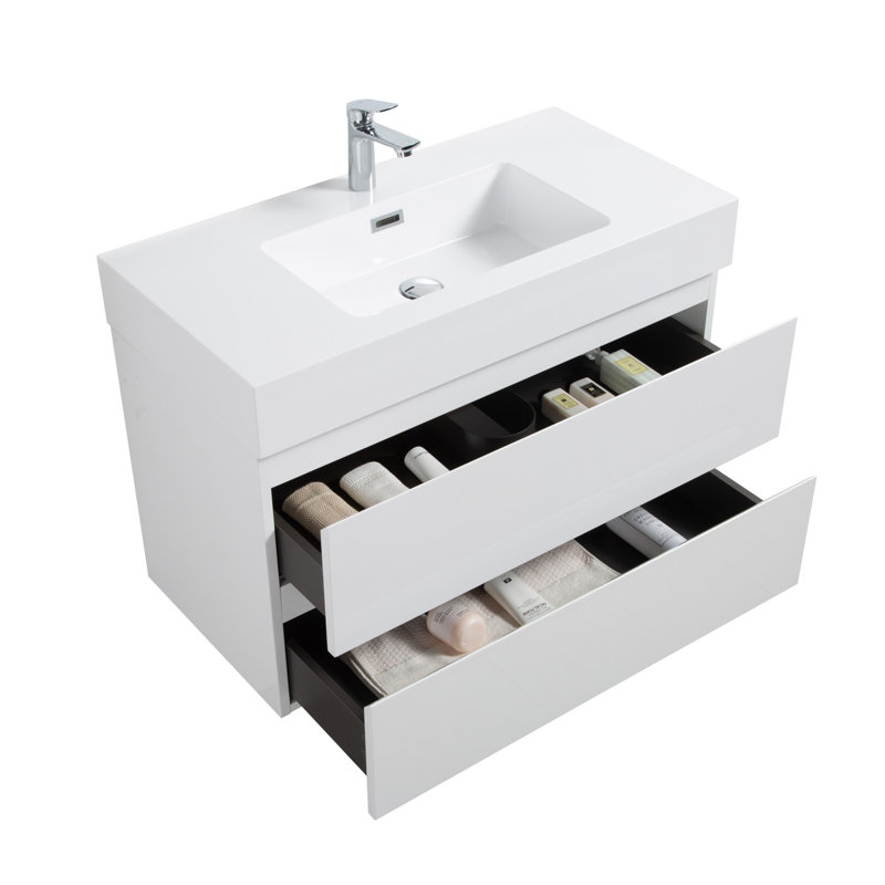 Meuble-lavabo 36 po avec lavabo, Blanc, Blanc