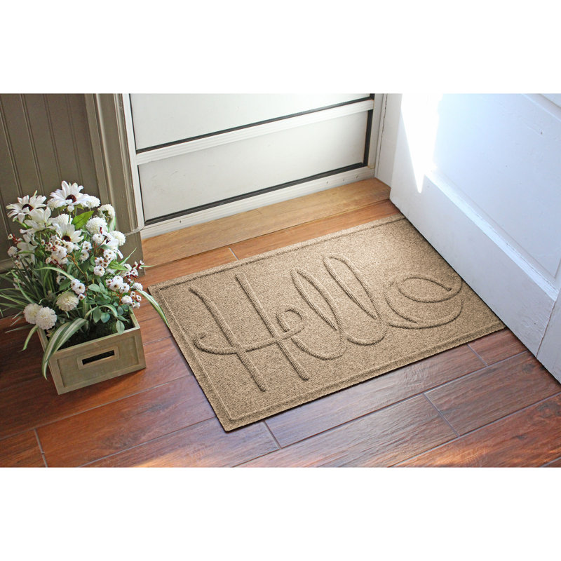 Tapis d'entrée pour l'extérieur WaterHog® Hello 23 po x 35 po, Chameau