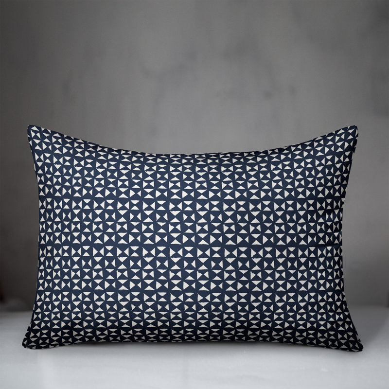 Geometric Outdoor Reversible Throw Pillow, Blue