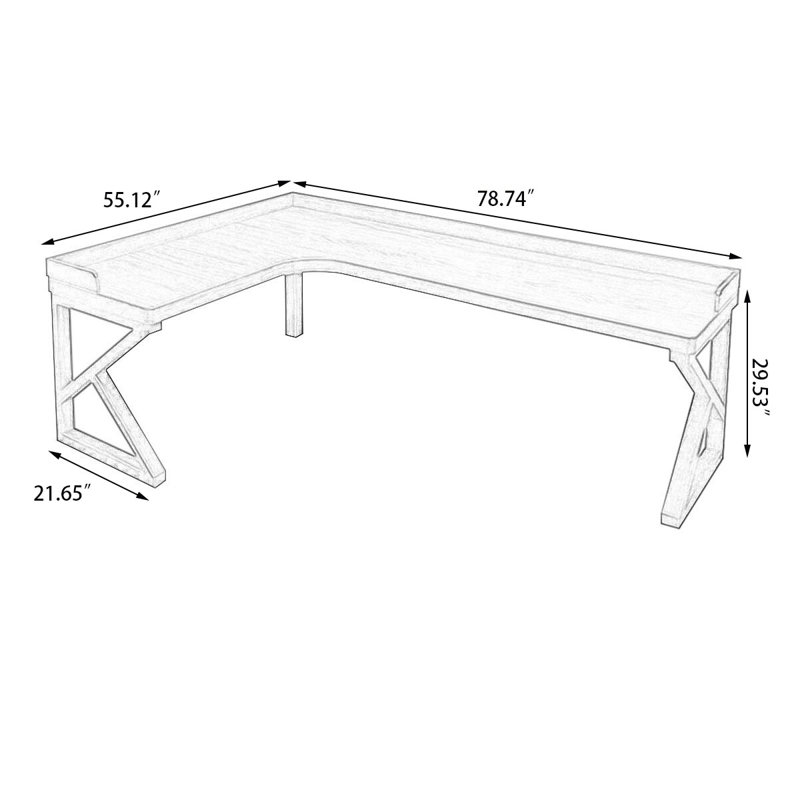 Bureau rectangulaire en bois massif noyer clair, H 29,53 po x l 78,74 po x P 55,12 po, Retour à gauche