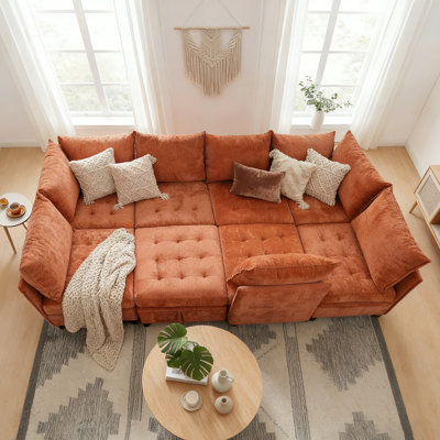 Canapé modulaire 8 pièces avec rangement sous le siège, canapé en chenille moderne pour le salon, configuration polyvalente