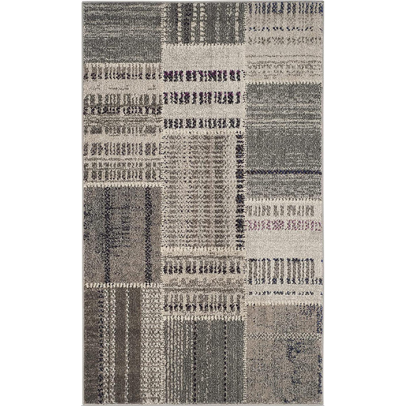 Tapis gris à motif géométrique Tucker, Rectangulaire 3 pi x 5 pi