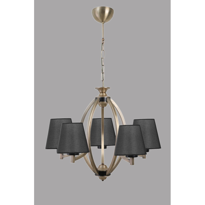 Lustre géométrique à 5 lumières Roark, Or, Noir