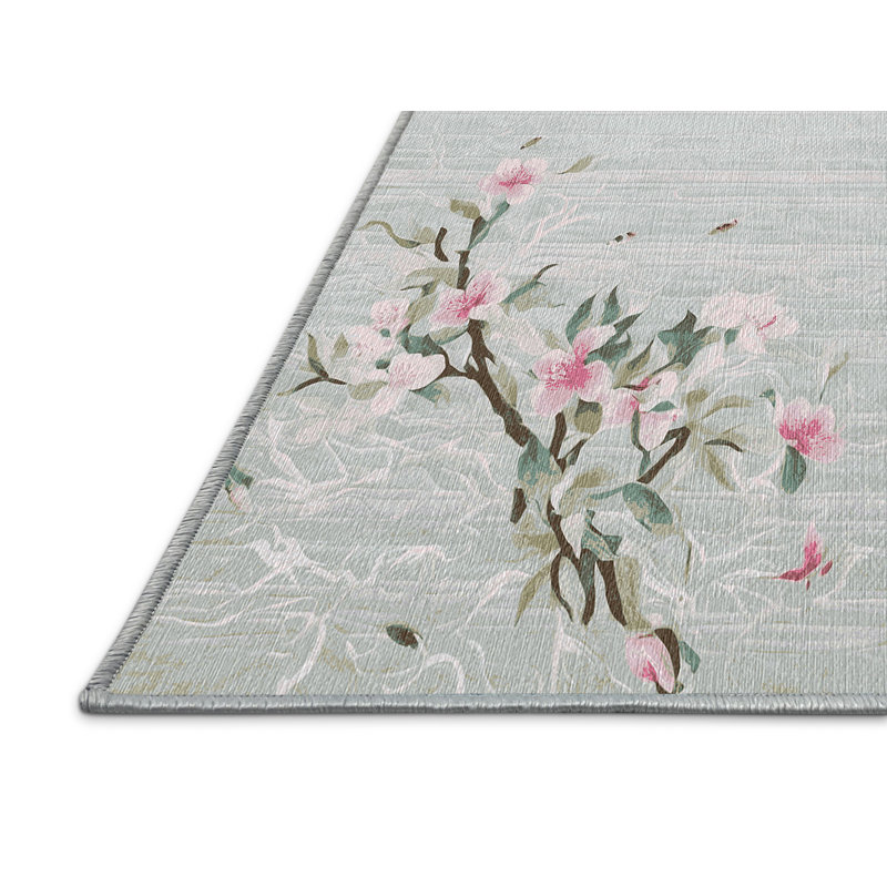 Machine Washable Blue Area Rug, Square 7'