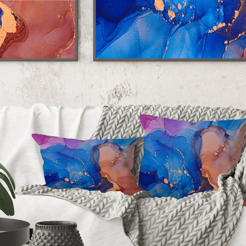 Coussin Blue and Orange, 16 po x 16 po