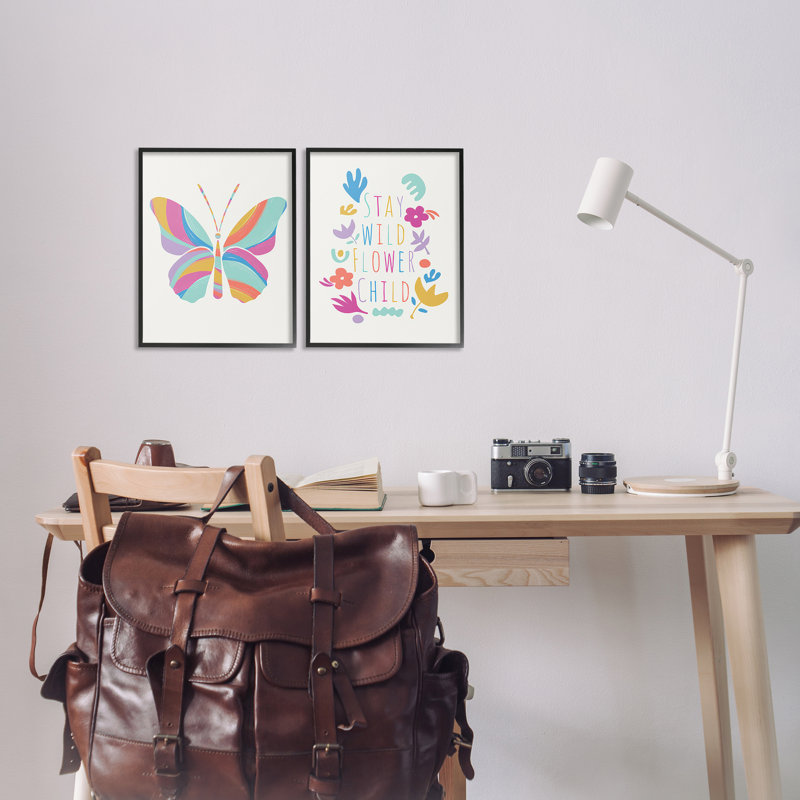 «Stay Wild Butterfly», ensemble de 2 giclées encadrées par Chen Alyesh, Giclée encadrée noir minuit, H 14 po x l 11 po