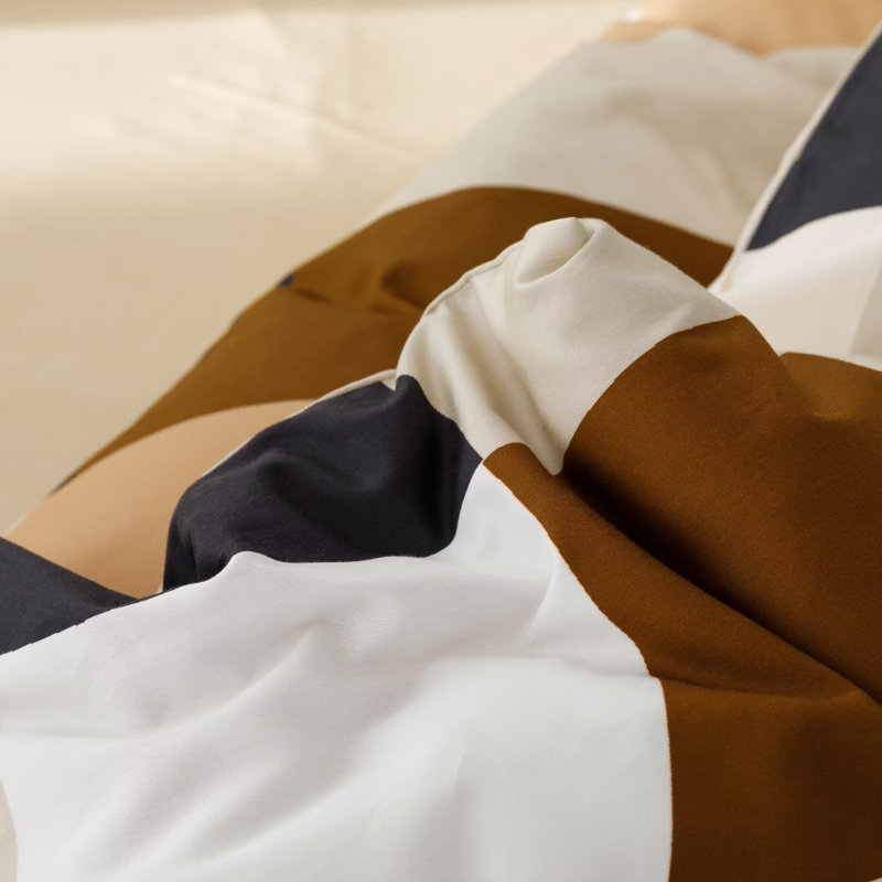 Comforter Set Geometric Bedding Set 3 Pieces Strips Grid Comforter Set, California King Comforter + 2 Pillowcases