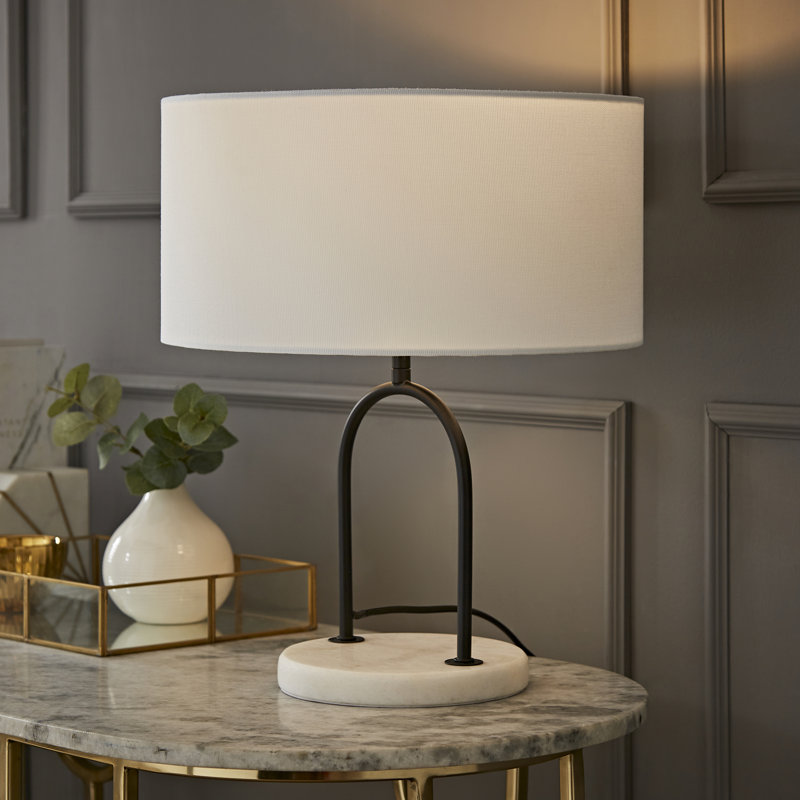 Metal Table Lamp, Black, White