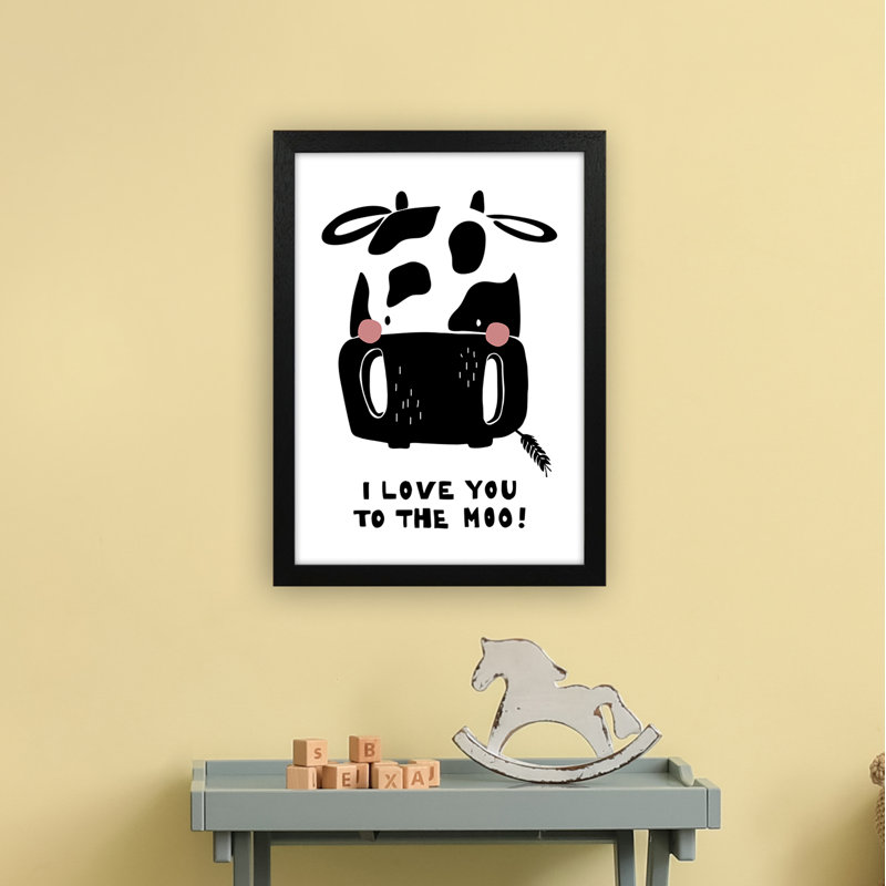 Cow by Miniofmine - Print, 46cm H x 34cm W x 3cm D, Brown Framed