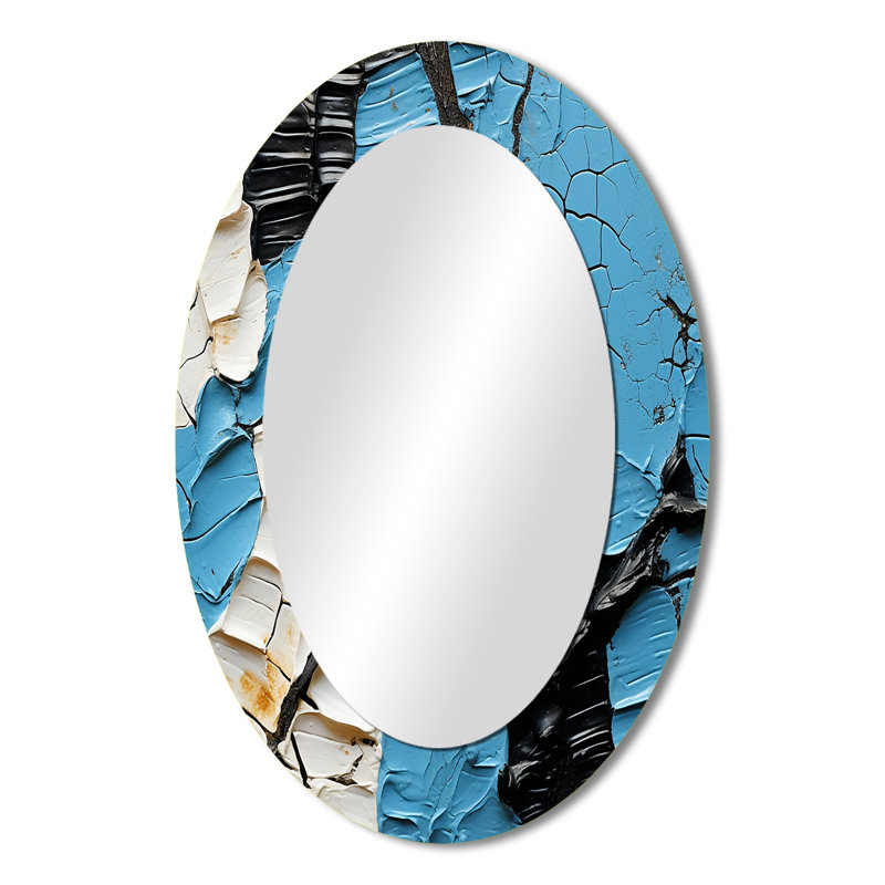 Miroir mural moderne noir et bleu Paint Stroke Fight, 36 po x 24 po