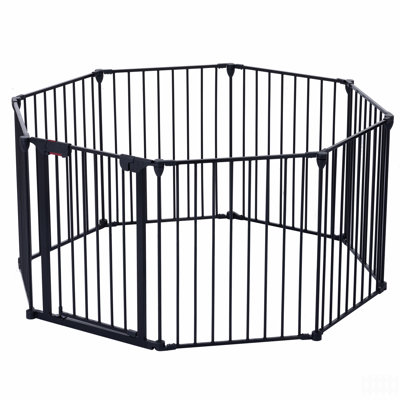 Barrière de sécurité réglable 200 po 8 panneaux de jeu en métal Portes de foyer Clôture de foyer Arbre de Noël Clôture pour maison Escalier Clôture de zone interdite