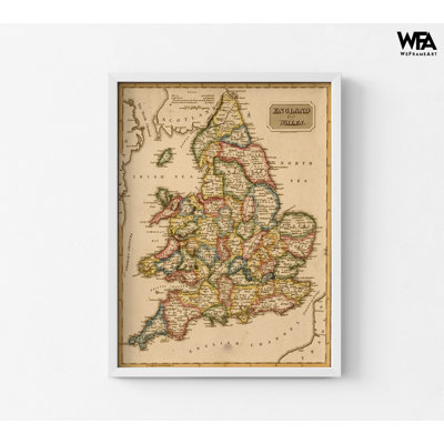 Angleterre et pays de Galles 1817, carte européenne, carte antique du Royaume-Uni, impression de carte du Pays de Galles, Angleterre, affiche décorative, carte britannique ancienne, art mural