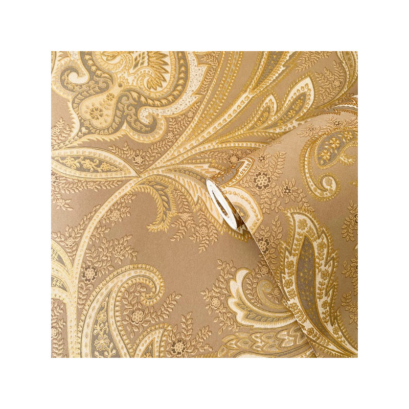 Elegance 10m x 53cm Satin Wallpaper Roll, Bronze Brown