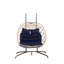Fauteuil suspendu pour œufs d'extérieur : coussins d'eau, support en fer robuste, tissé à la main, idéal pour une chambre ou une terrasse. Cadre en métal rouillé, confortable et moelleux. Décor parfait pour une terrasse ou un patio.
