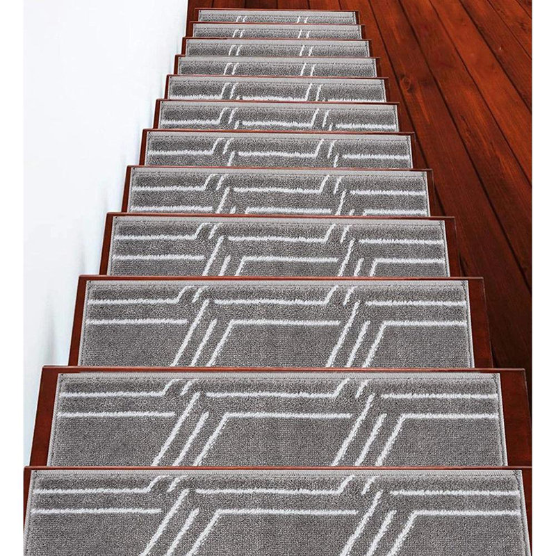 Tapis d'escalier intérieur 9 po x 28 po Dibeneretto Trellis, Beige